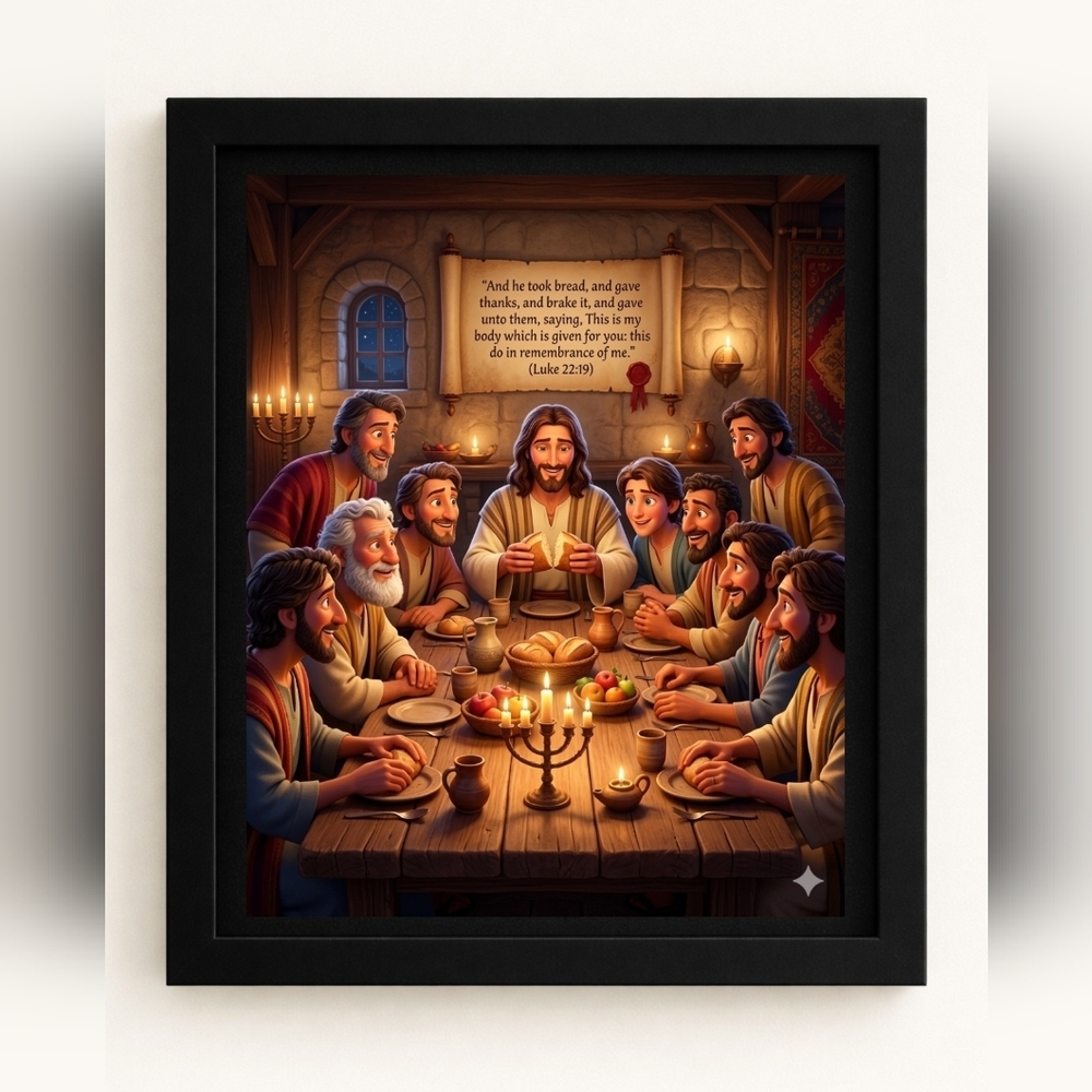 A.I. Jesus Last Supper Art Print 8x10 in Frame